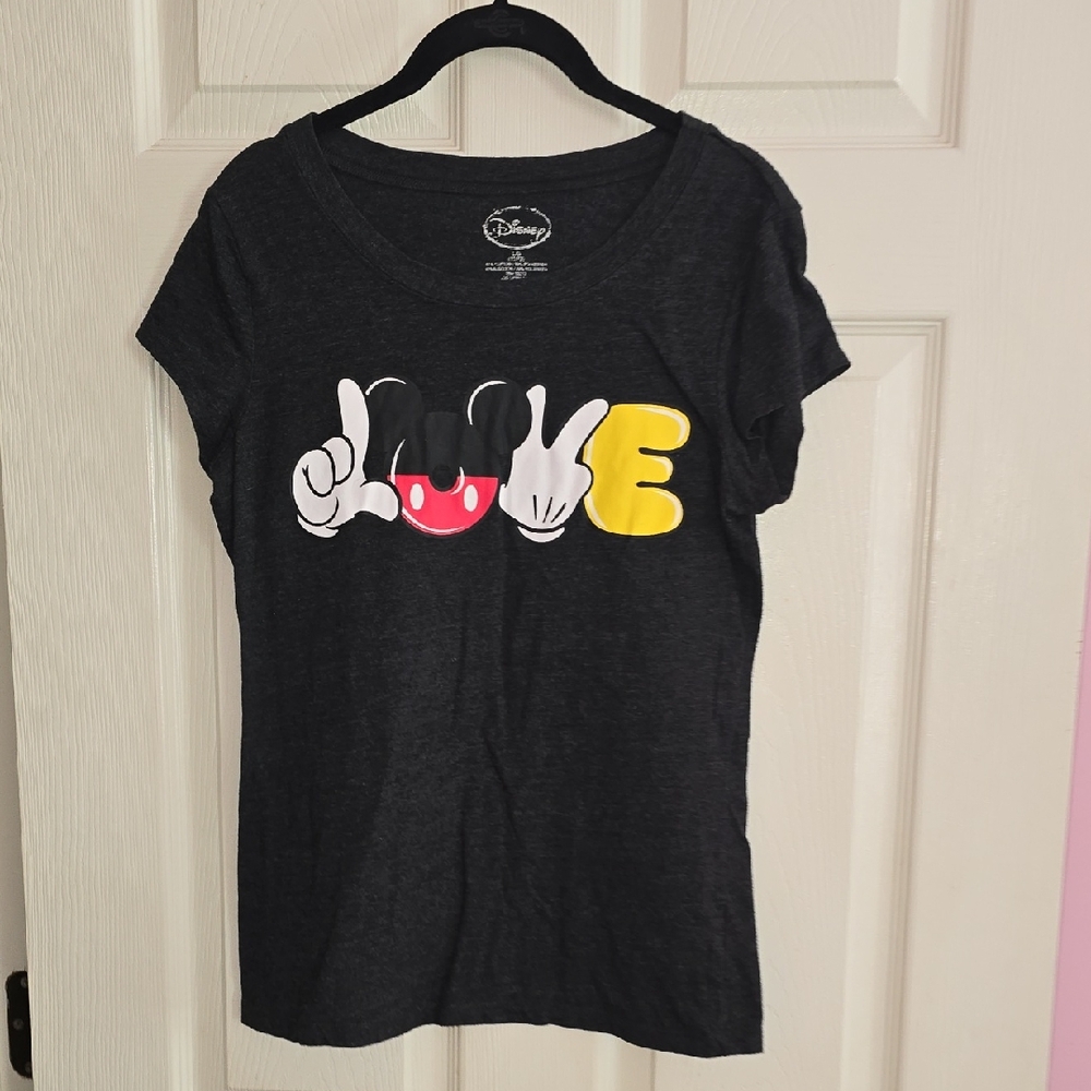 Disney Black T-Shirt with Mickey Mouse Love Design
